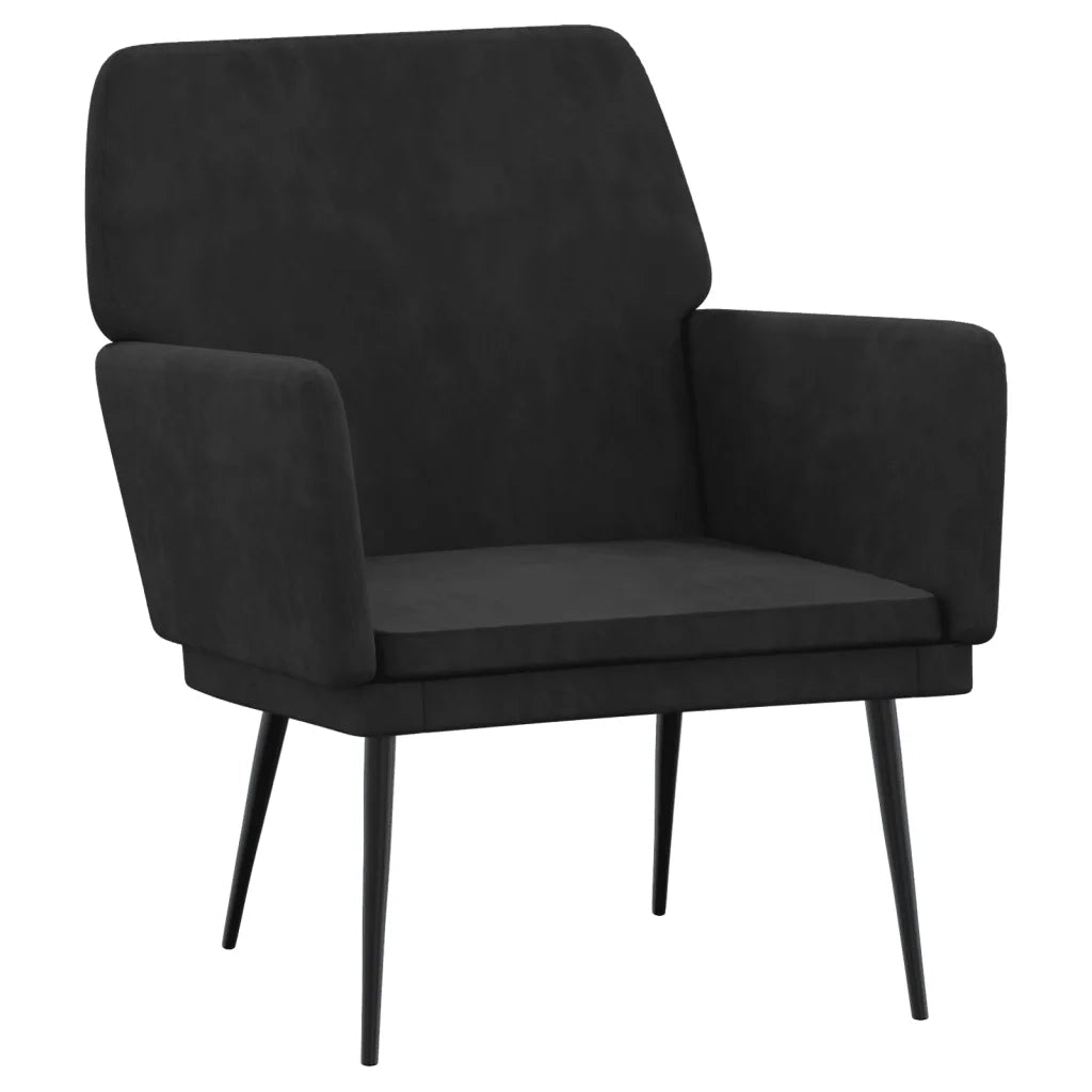 Poltrona | Sedia Relax Nera 62x79x79 cm Velluto