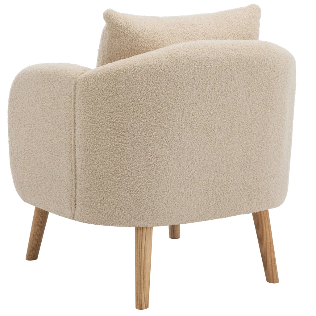 Poltrona singola 71x72x71 cm con cuscino in tessuto teddy beige