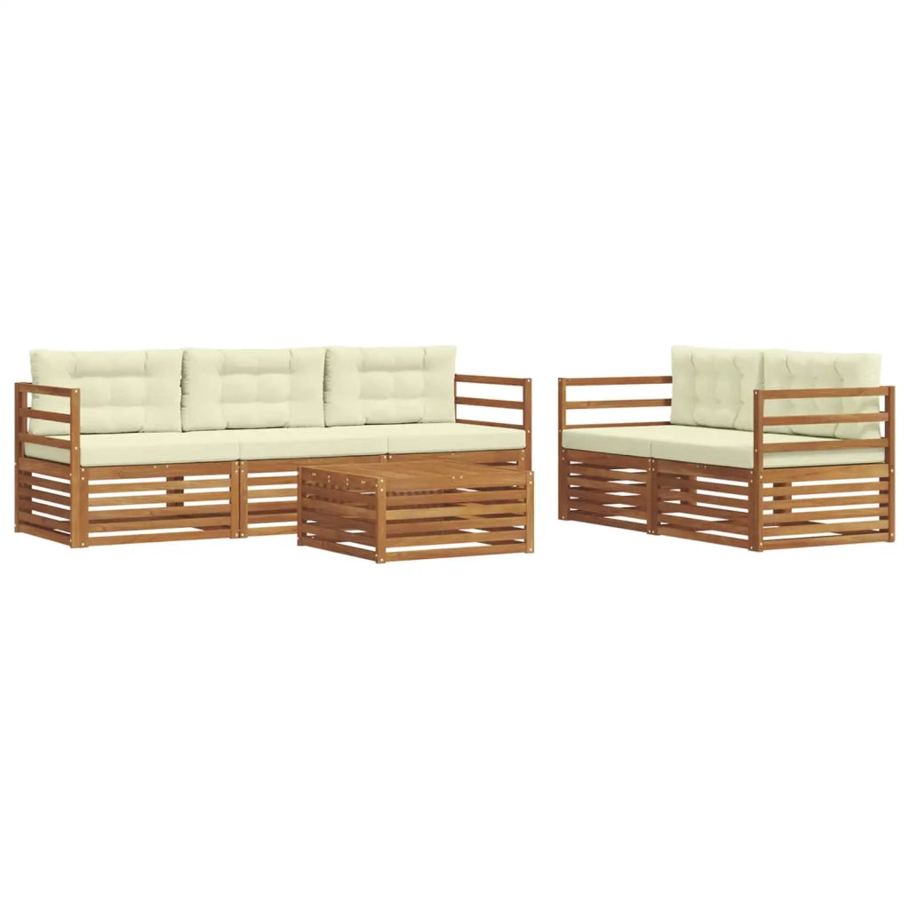 Set di divani da esterno con cuscino 6 pcs Naturale e Crema 3373000