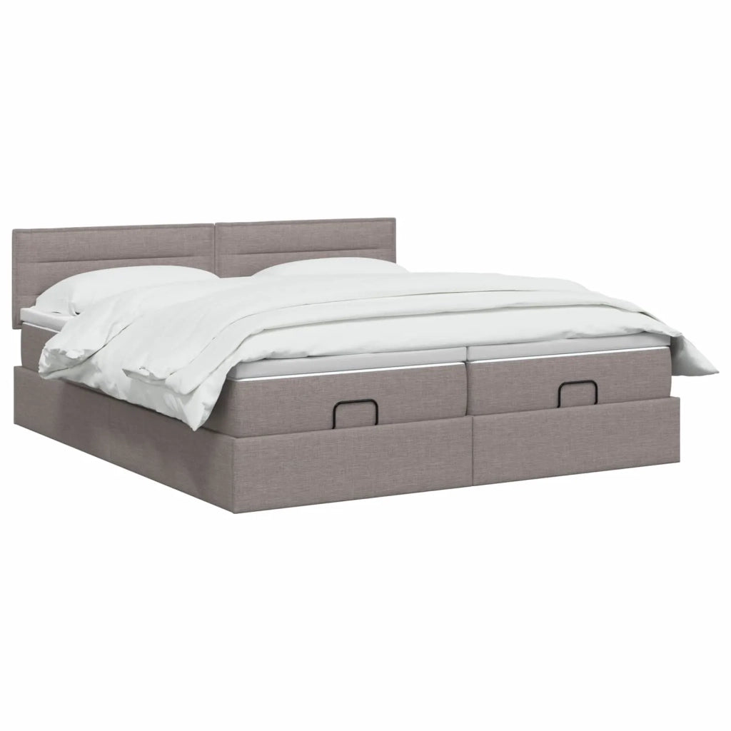 Letto Ottomano con Materasso e LED Tortora 160 x 200 cm Tessuto 3457249