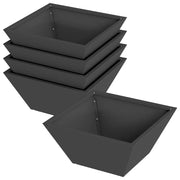 Set di 5 fioriere da giardino trapezoidali moderne 35 x 35 x 15 cm in acciaio nero 02_0052355