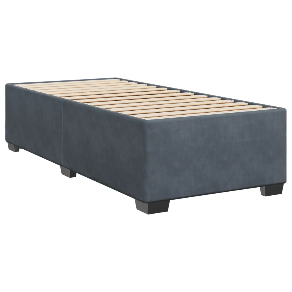 Giroletto a Molle con Materasso Grigio Scuro 90x190 cm Velluto