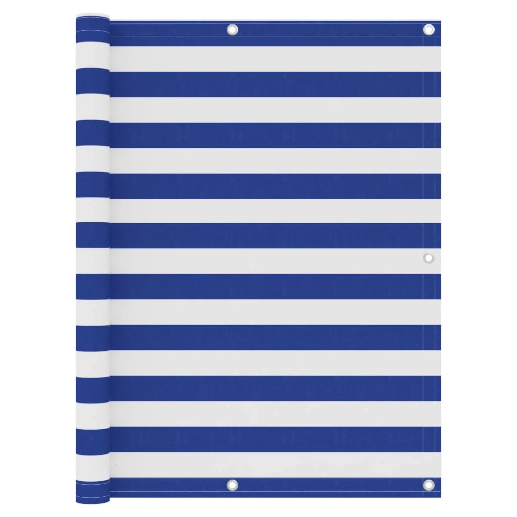 Paravento per balcone frangivista 120 x 400 cm tessuto Oxford bianco e blu 02_0010063