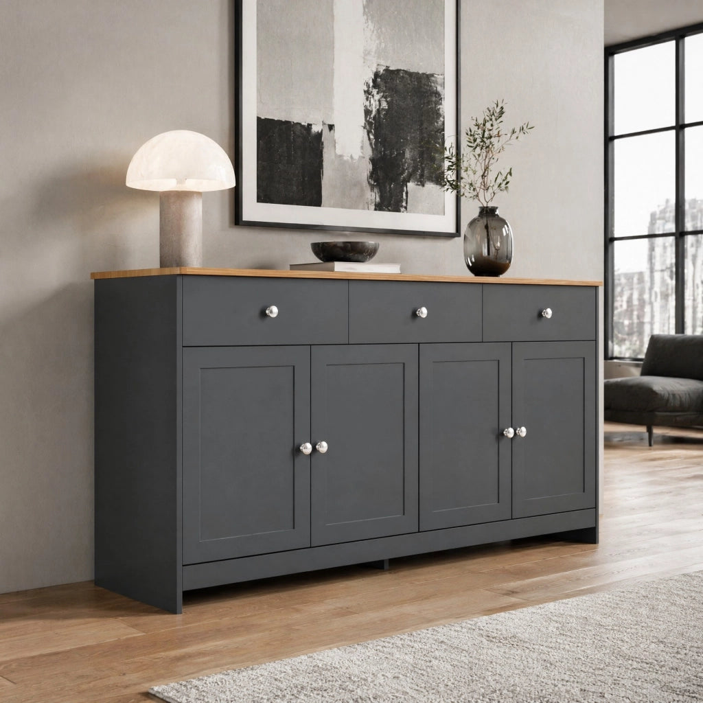 Credenza rustica 160 cm con 3 cassetti e 4 ante