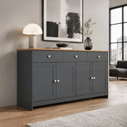 Credenza rustica 160 cm con 3 cassetti e 4 ante
