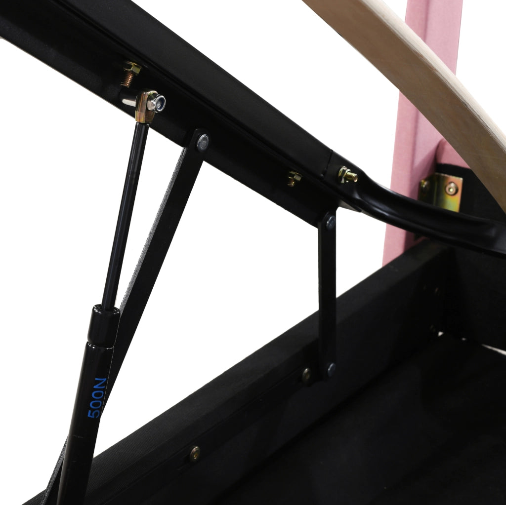 Letto imbottito singolo rosa 90x200 cm con contenitore idraulico