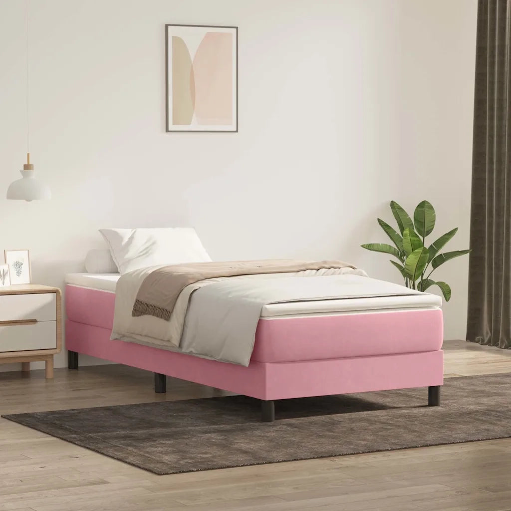 Giroletto a Molle senza Materasso Rosa 90x210 cm in Velluto 3315812