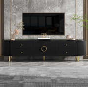 Mobile TV 180x40x38 cm con cassetti e ante ondulate in MDF nero