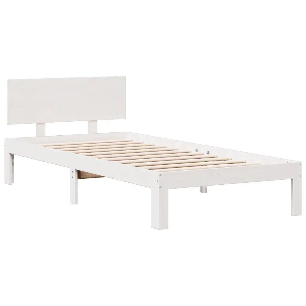 Letto Libreria senza Materasso Bianco 90x190 cm Massello Pino 3322679