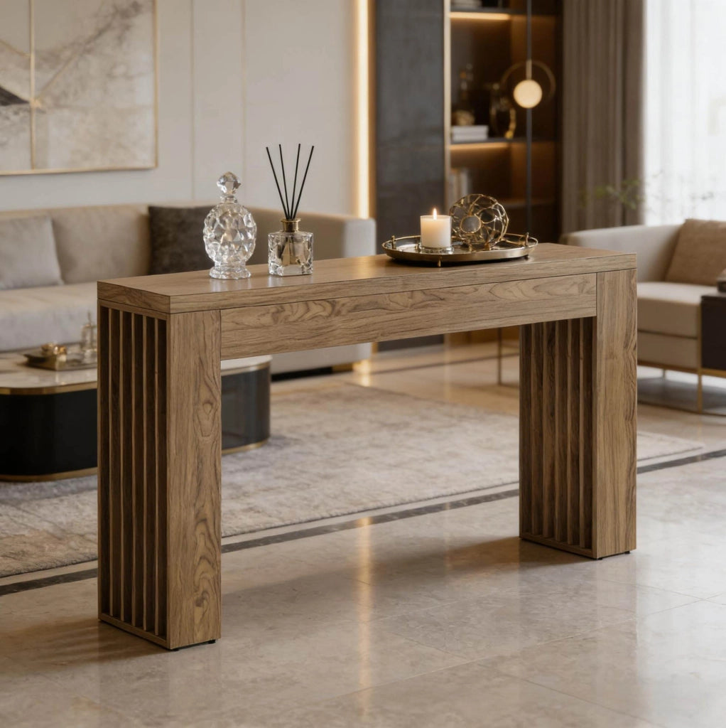 Tavolo consolle da ingresso 150 cm in MDF marrone stile rustico HOMVRA