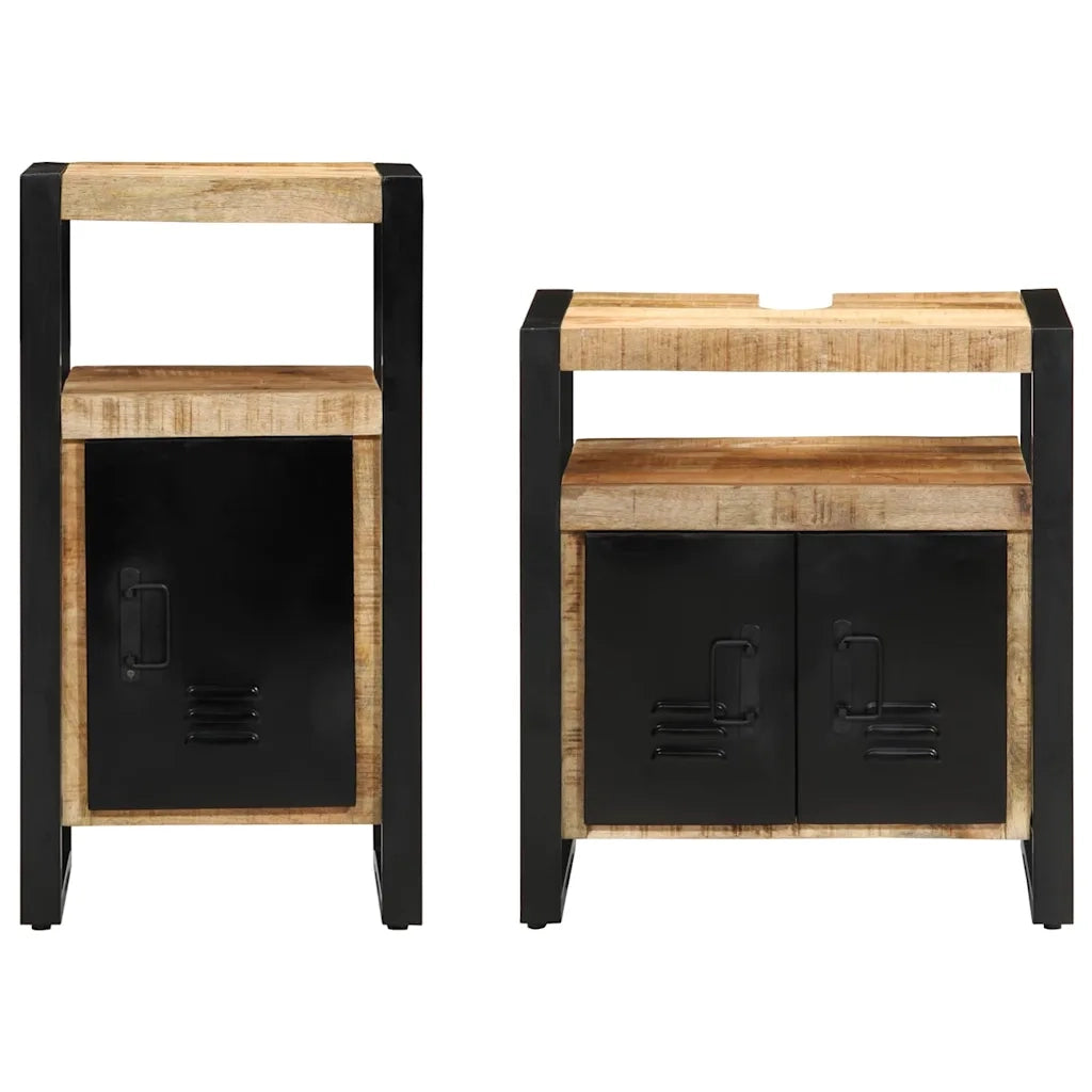 Set di mobili per il bagno 2 pcs Legno di mango grezzo e solido