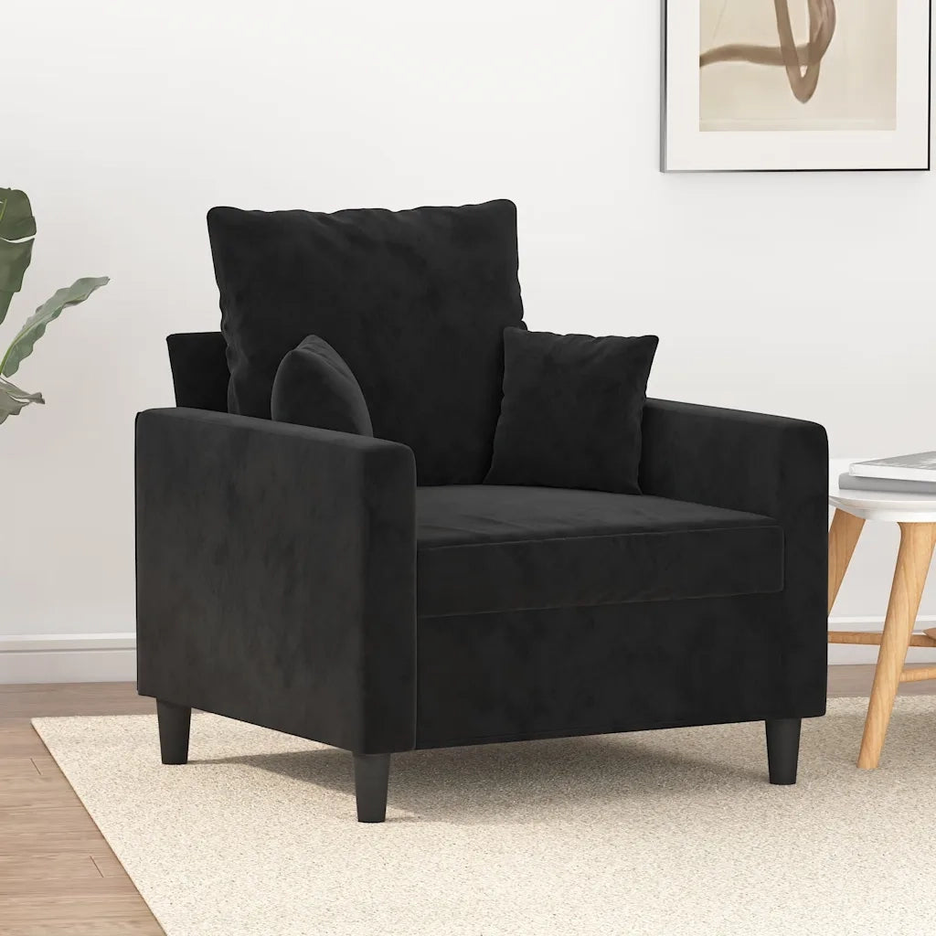 Poltrona | Sedia Relax Nero 60 cm Velluto