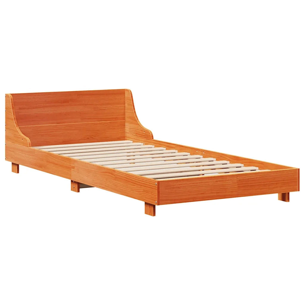 Letto senza Materasso Marrone Cera 75x190 cm in Legno di Pino 3323715
