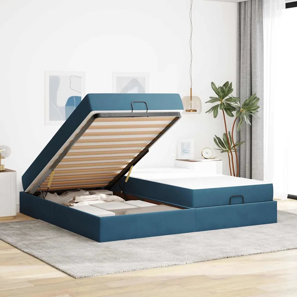 Struttura letto con materasso con materasso 2 pcs Blu Velluto 3399586