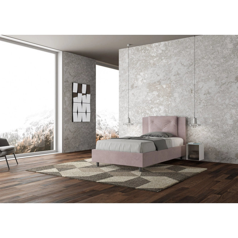 Letto imbottito Singolo 100x190 cm Appia - Senza rete,Glicine,Microfibra