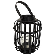 Lanterna portacandela in bambù nero d17x25h