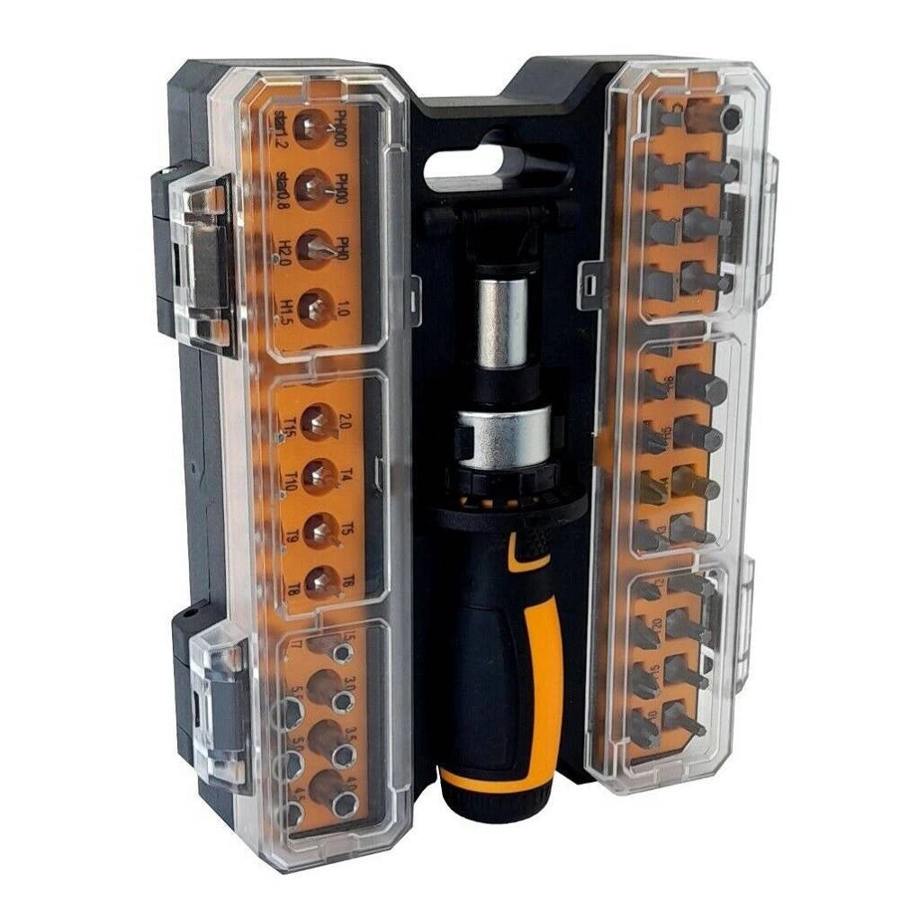 Trade Shop - Set Cacciavite Con Cricchetto 53 Pezzi Inserti Ph Torx Taglio Croce -