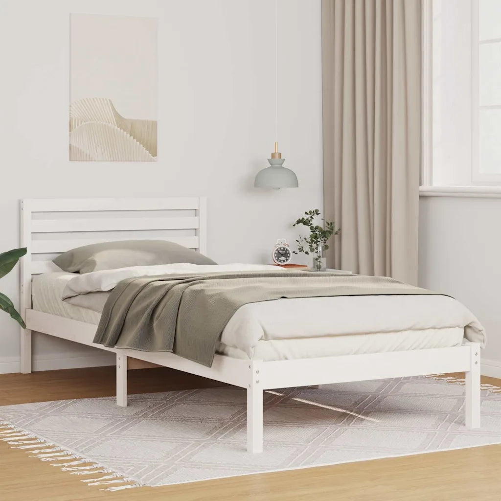 Struttura del letto-Giroletto-Rete del Letto Bianco 80 x 210 cm Pino massello 973921
