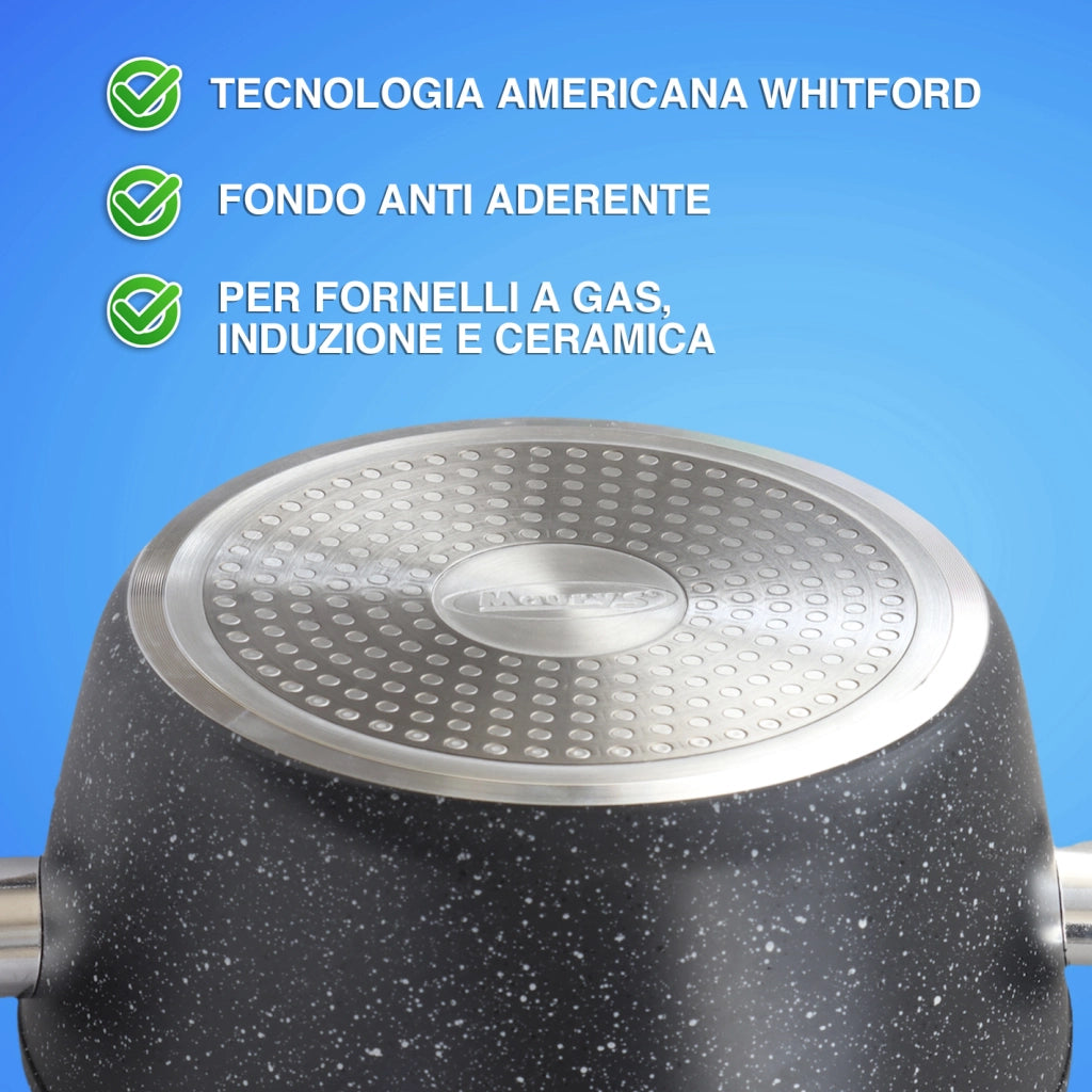 MAURY’S MAXISTONE TITANIUM CASSERUOLA 20 CM ANTIADERENTE IN ALLUMINIO RINFORZATO