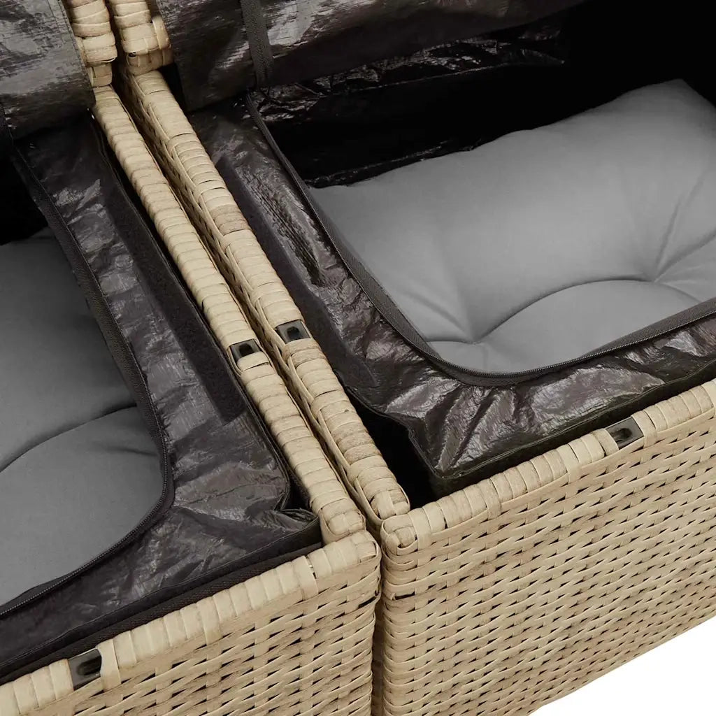 Set Divano da Giardino con cuscino 9 pcs Beige e grigio