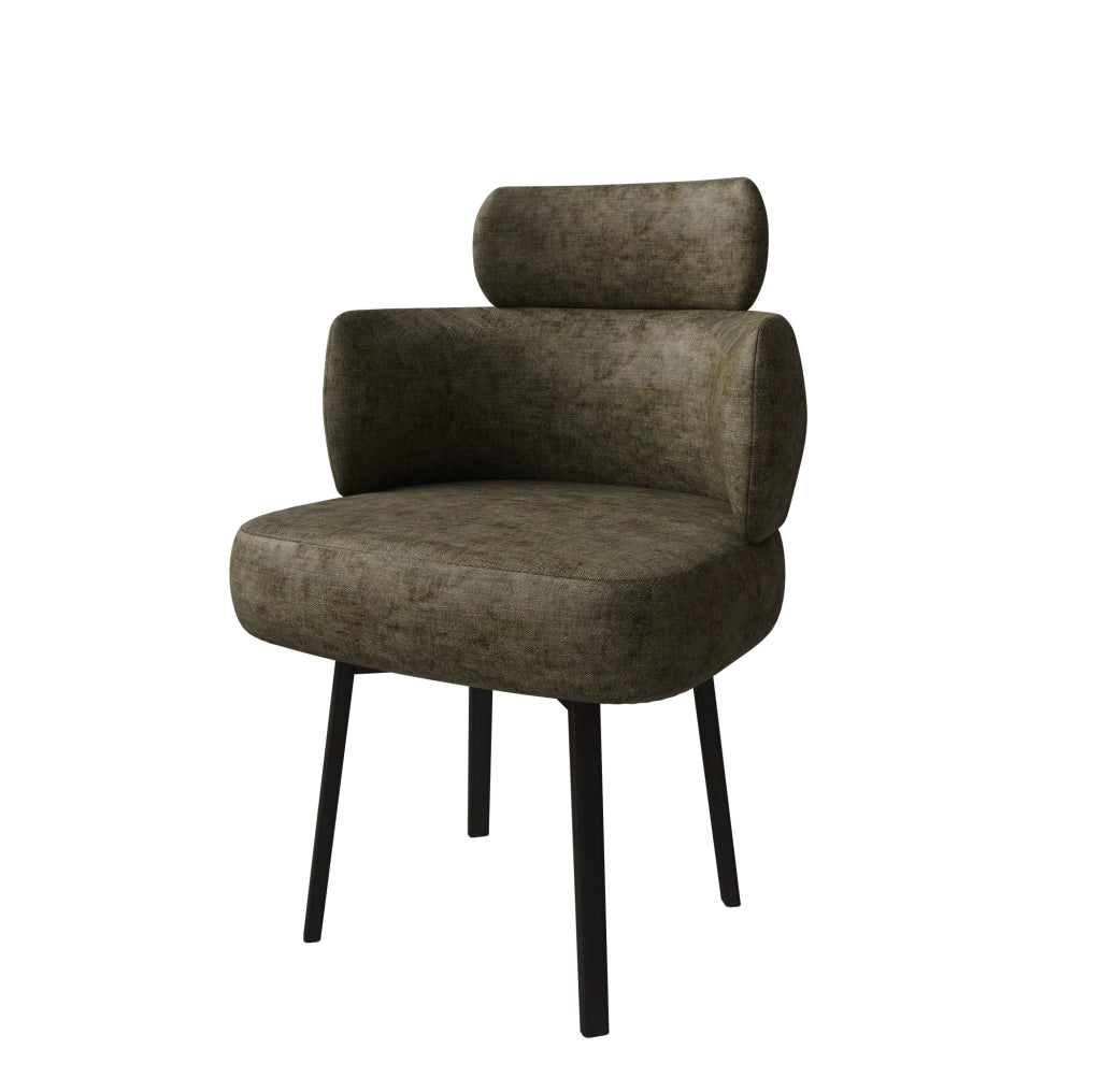 SEDIA girevole 360° con braccioli 60x56x53 cm in chenille verde oliva
