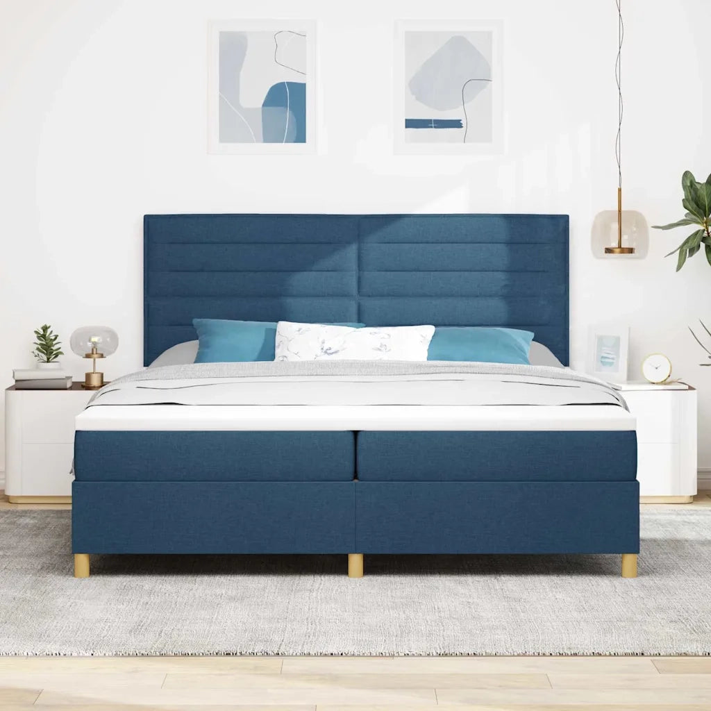 Letto a Sorgente LED con materasso Blu 200 x 200 cm Tessuto