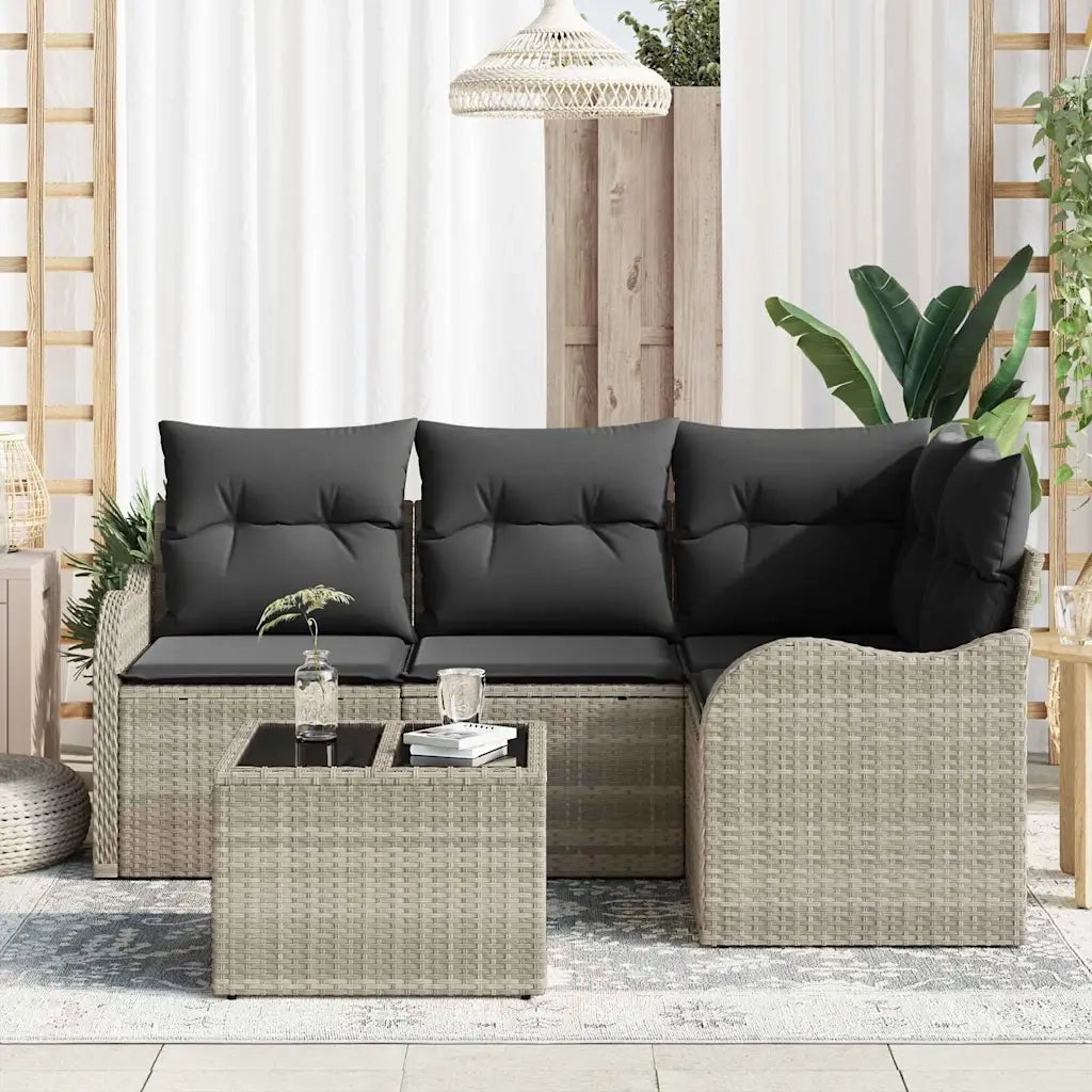 Set Divano da Giardino 5 pcs Grigio polyrattan