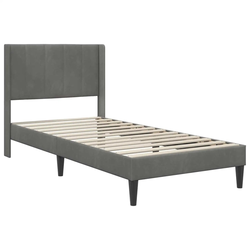 Struttura letto con materasso-Giroletto Grigio Scuro 100 x 200 cm Velluto 474596
