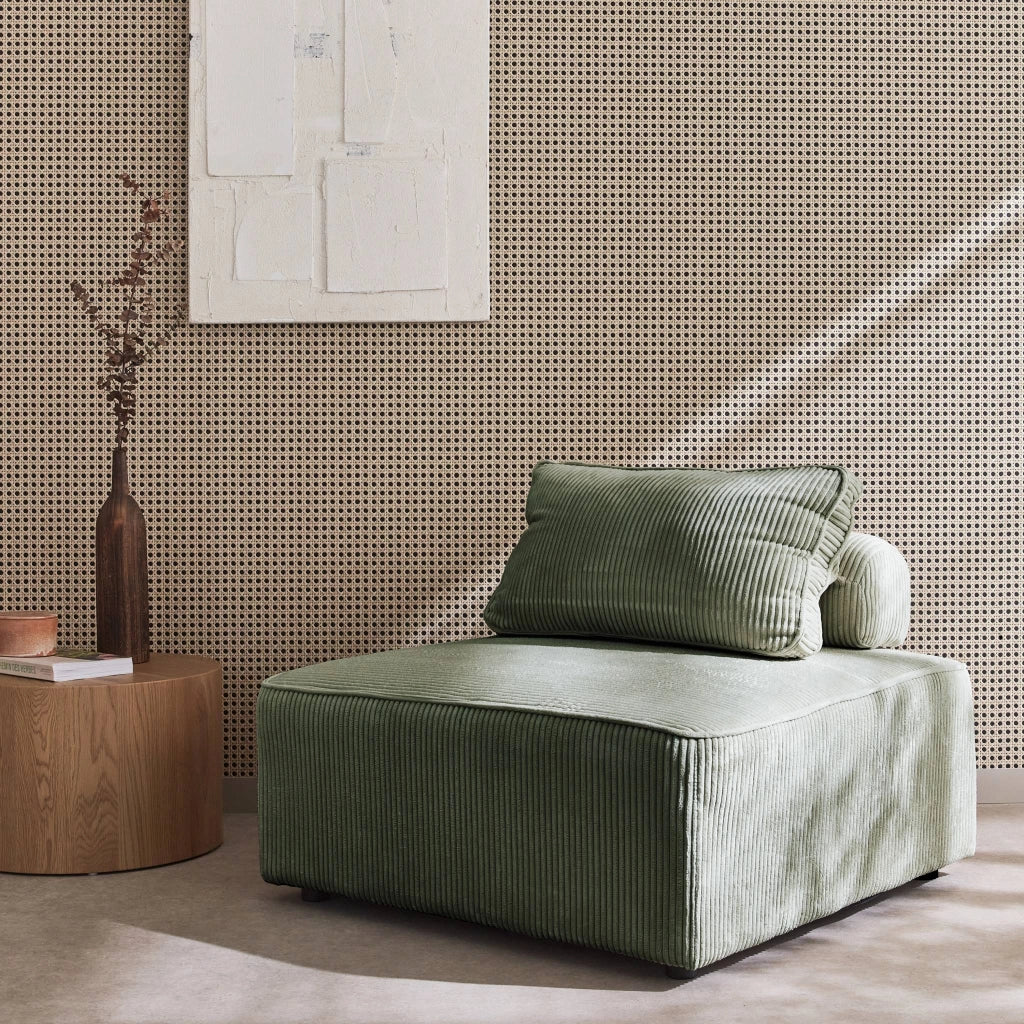 Modulo per divano modulare in velluto a coste, 1 posto, verde