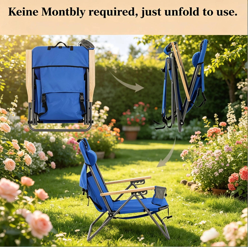 Sedia da Giardino Pieghevole con Schienale Regolabile in 4 Posizioni, Tessuto Oxford 600D Blu