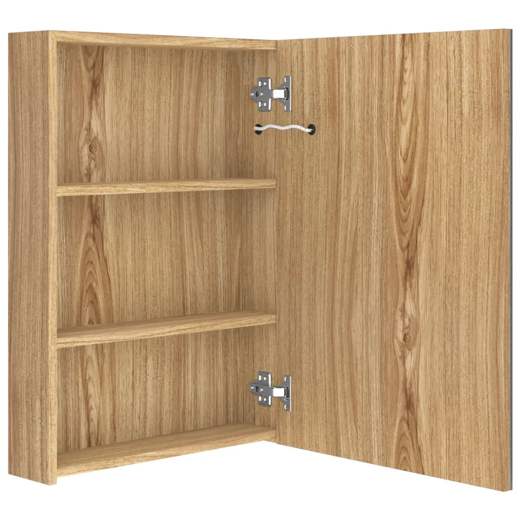 Armadietto Bagno con Specchio e LED Rovere 50x13x70 cm 326492