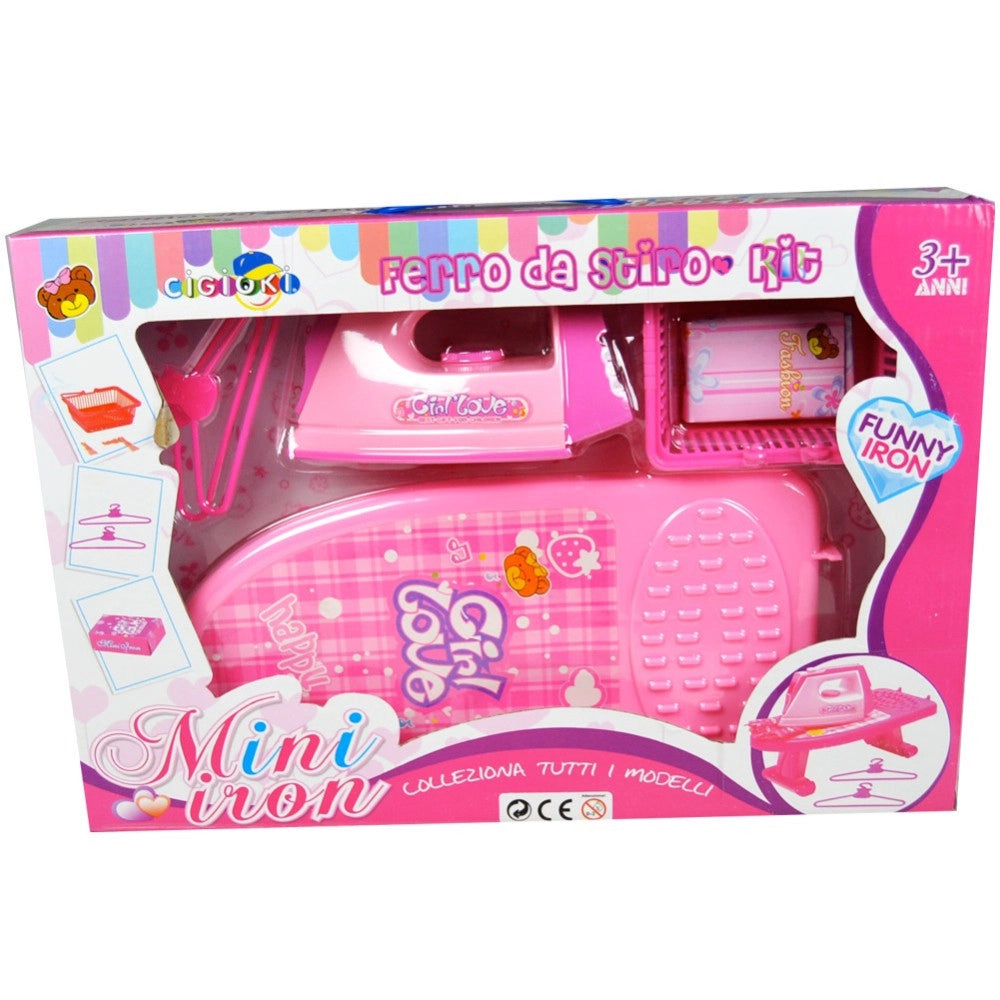 Trade Shop - Asse Da Stiro Per Bambine Mini Con Ferro A Secco E Accessori Giochi -