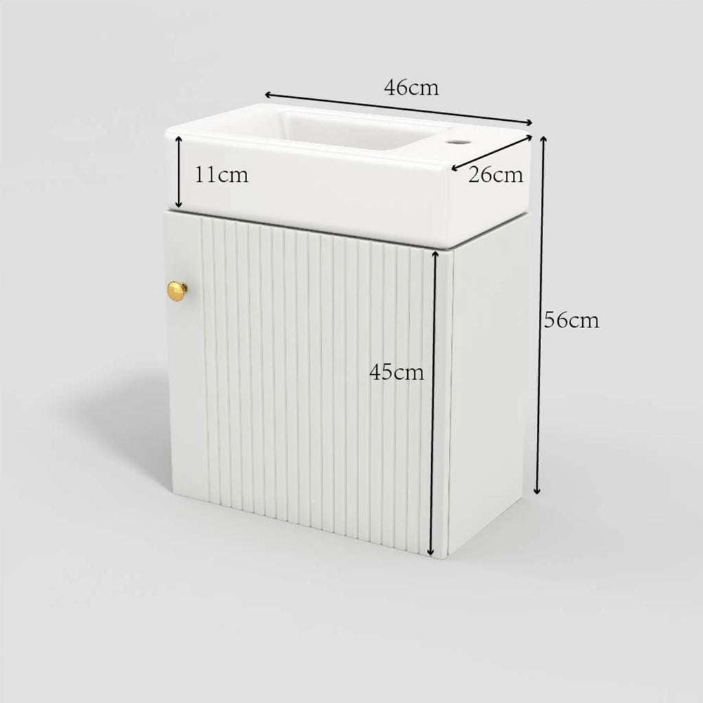 Mobiletto con lavabo da bagno in MDF bianco con anta soft-close e lavabo in ceramica 62 × 54 × 26 cm