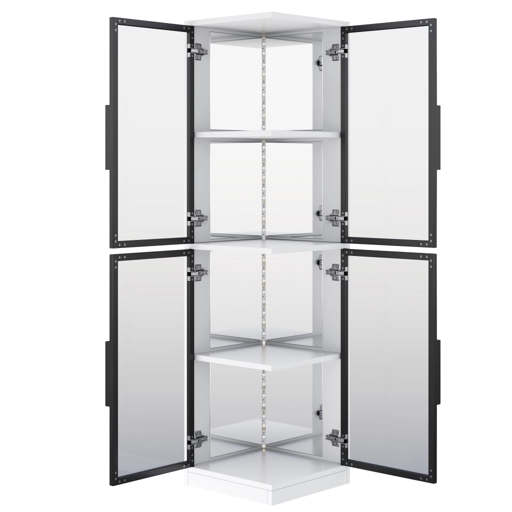 Vetrina 44x42x164 cm con LED multicolore in vetro e pannelli di particelle bianca