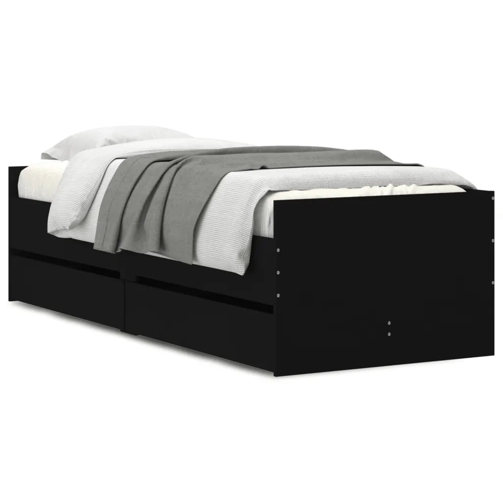 Giroletto-Struttura Letto Nero con Cassetti 75x190 cm Small Single 482499