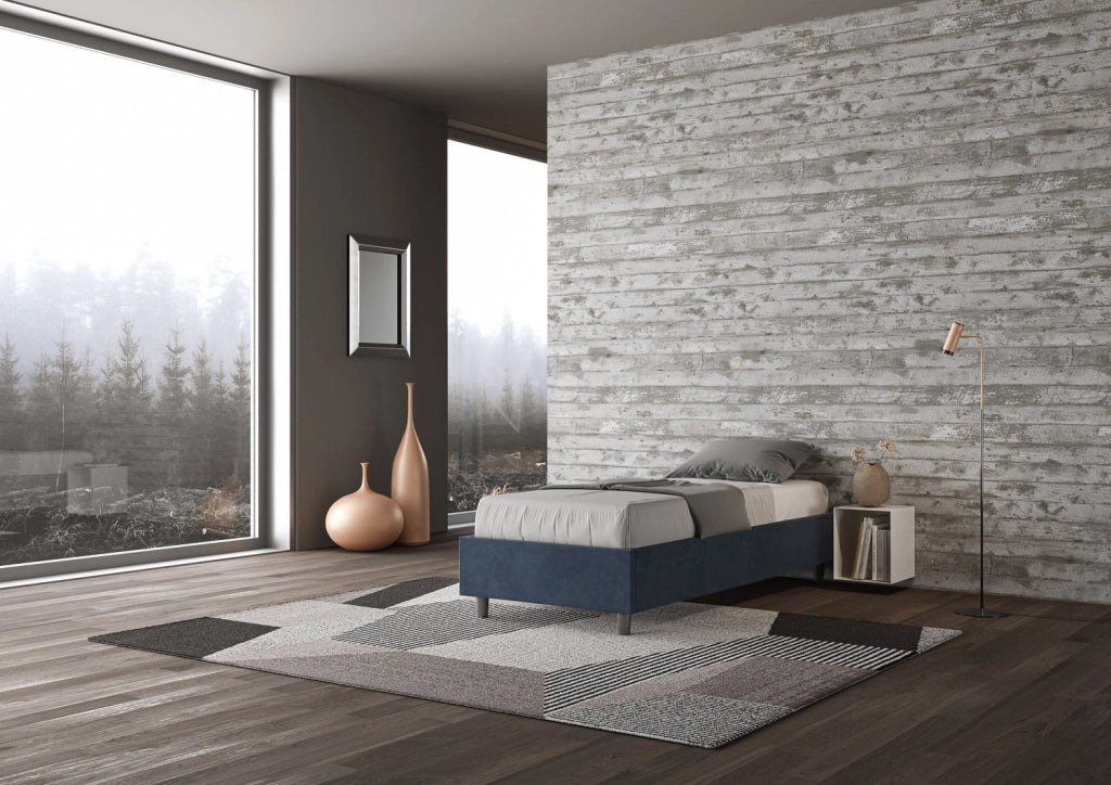 Letto Singolo Sommier 100x190 cm Senza Rete Azelia Blu