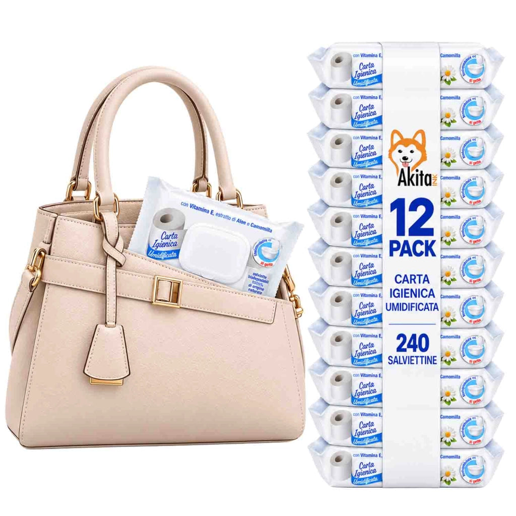 Akitaink 12 Confezioni Carta Igienica Umidificata Pocket 240 Pz