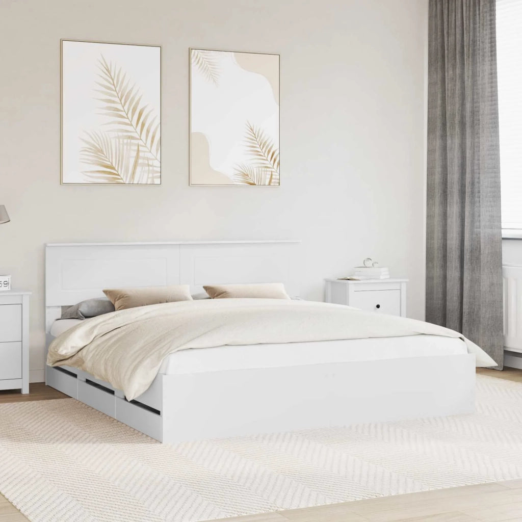 Struttura del letto-Giroletto-Rete del Letto Bianco 180 x 200 cm Legno Ingegnerizzato 228384