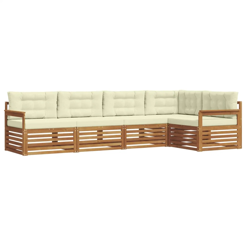 Set di divani da esterno con cuscino 5 pcs Naturale e Crema 3373445