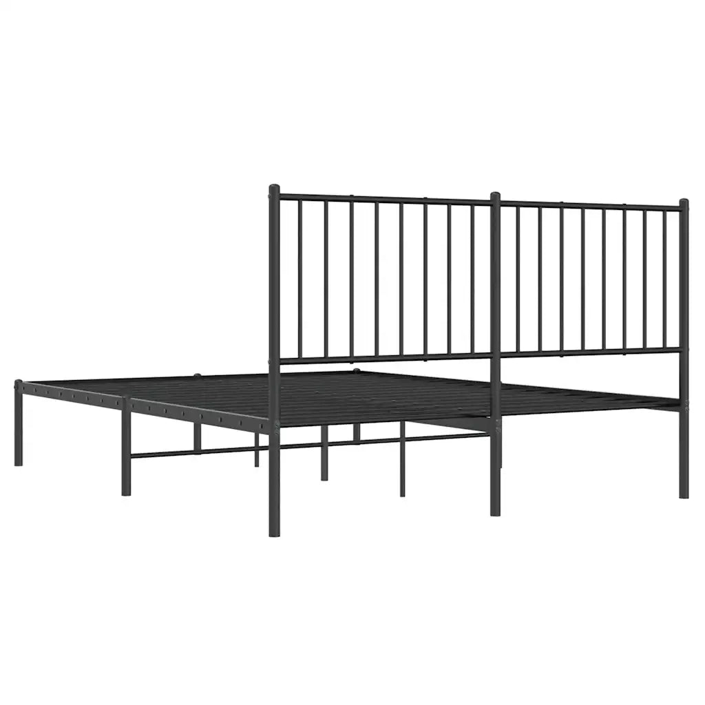Giroletto con Testiera-Struttura Letto con testiera in Metallo Nero 135x190 cm 144470