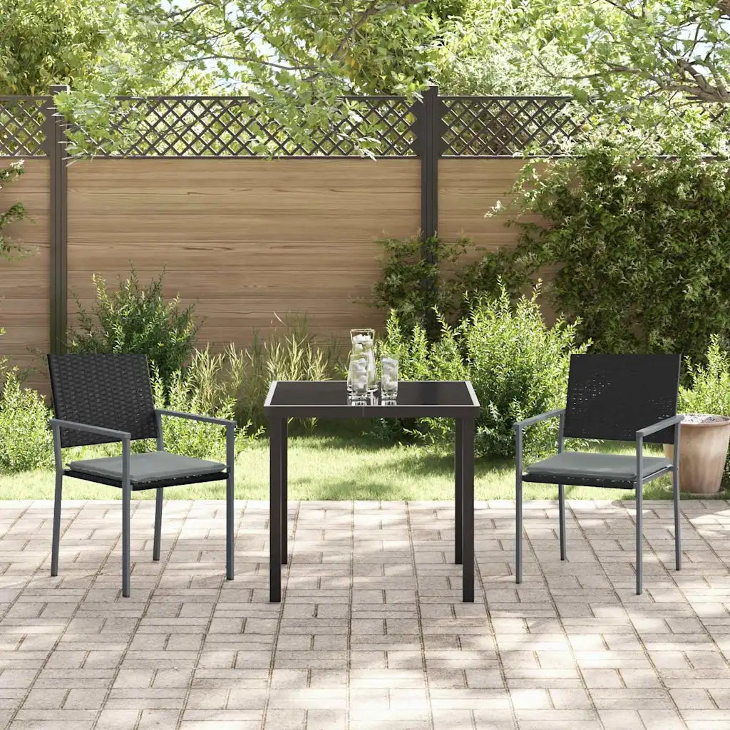 Set da Pranzo per Giardino 3 pz Nero e Grigio Chiaro 3379072