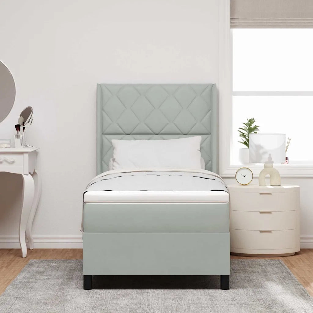 Letto a molle con materasso Grigio chiaro 90 x 190 cm Velluto