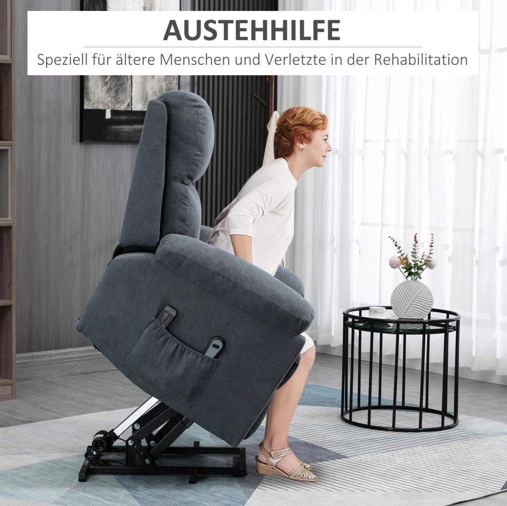 Poltrona Relax con Funzione Alzapersone e Massaggio a 8 Motori, Grigia