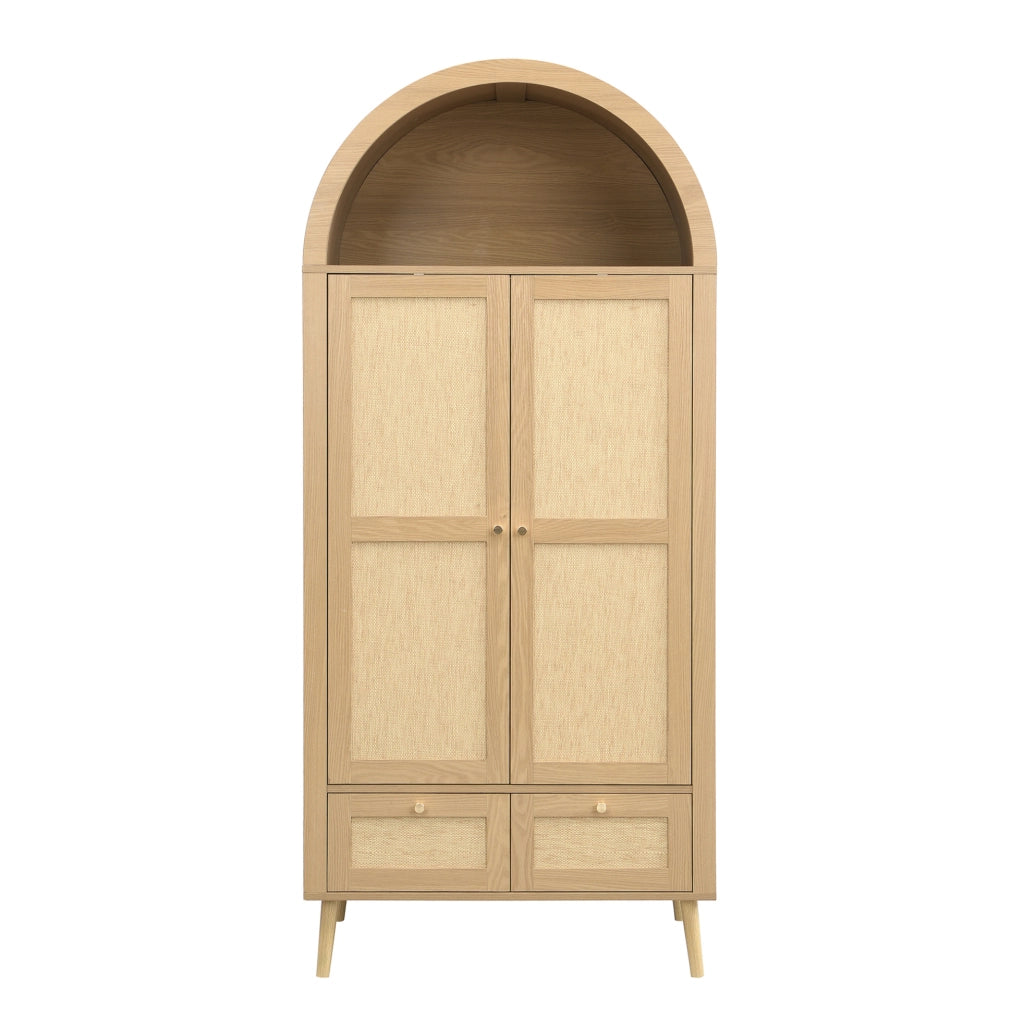 Armadio 80x55x180 cm in MDF rovere e beige, 2 ante e 2 cassetti