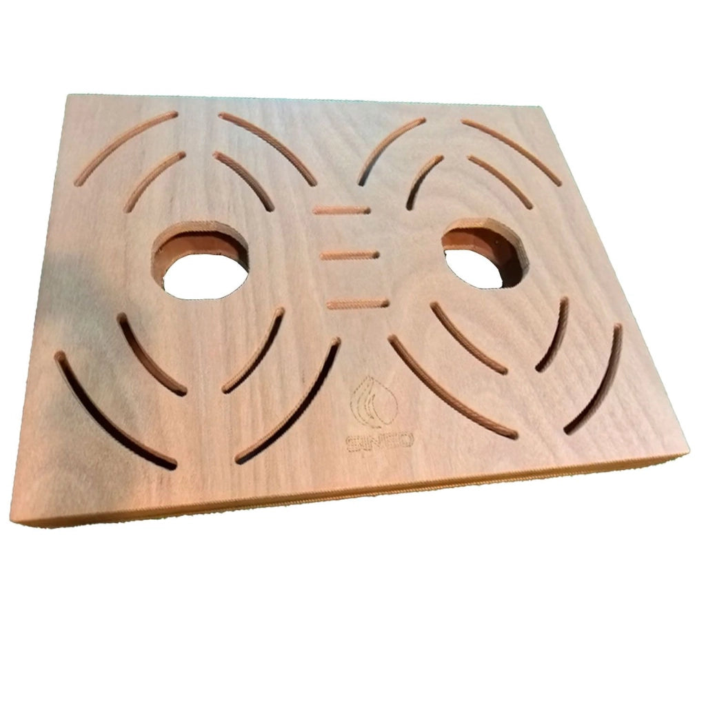 Sined Pedana c Box Doppia Pedana Legno Okume Marino Per Due Docce Inox Con Cbox Marrone