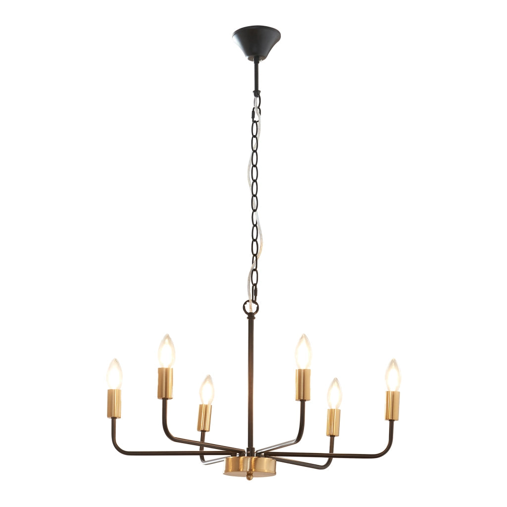 Lampadario a Sospensione Bishop a 6 Bracci E14 Industrial Chic - Nero / Ottone lux.pro