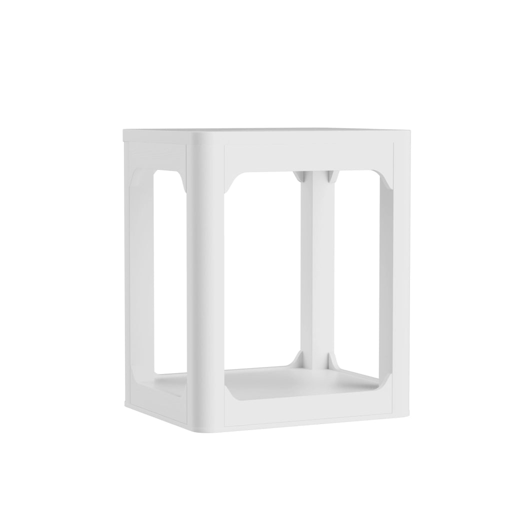Set di 2 Tavolini Laterali Bianchi con Piano da 3 cm e Doppio Ripiano, 50x40x60 cm
