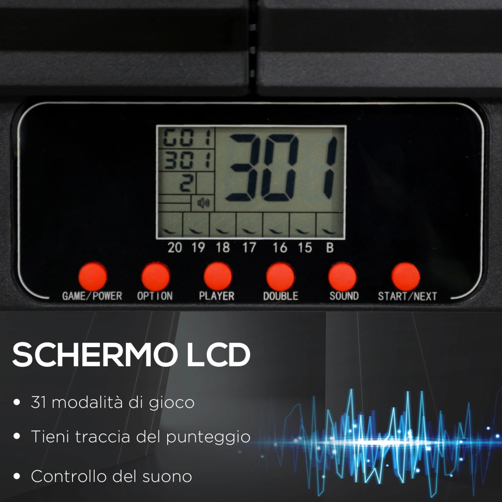 Bersaglio Freccette Elettronico in PP con 6 Freccette e Monitor LCD, 83x45x4 cm, Rosso e Nero