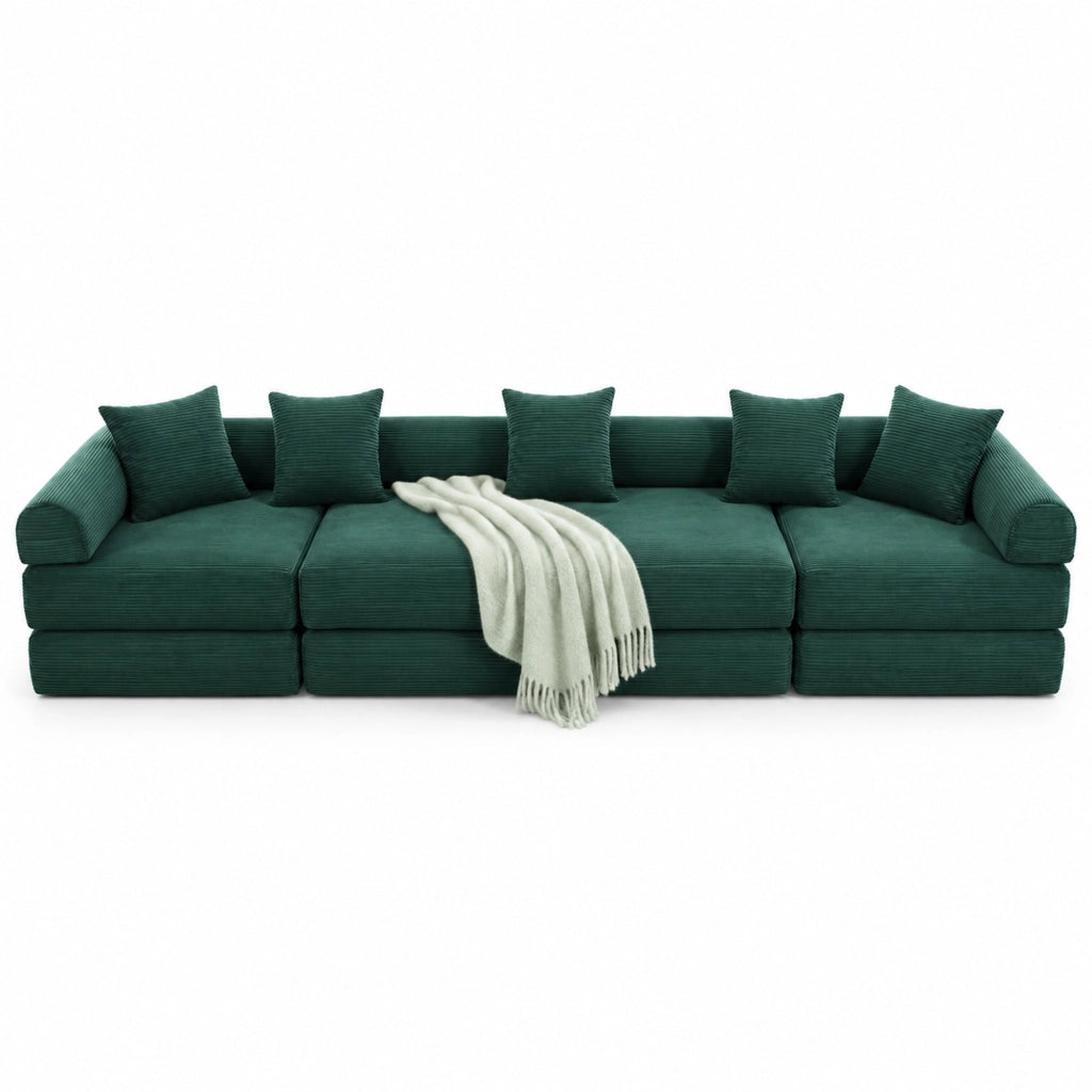 DIVANO Modulare 270x180x64 cm in Velluto a Coste Smeraldo