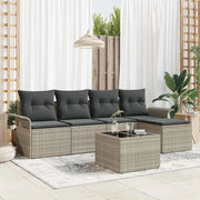 Set Divano da Giardino 6 pcs Grigio chiaro polyrattan